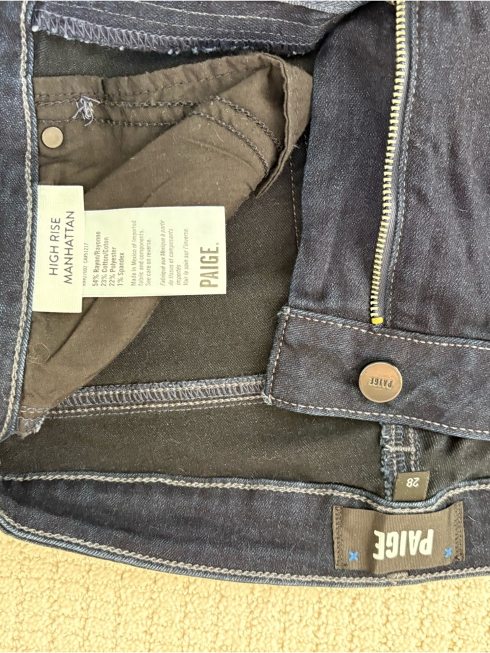 PAIGE Manhattan High Rise Jeans Size 28 Dark Wash Straight Leg Denim - Picture 6 of 11